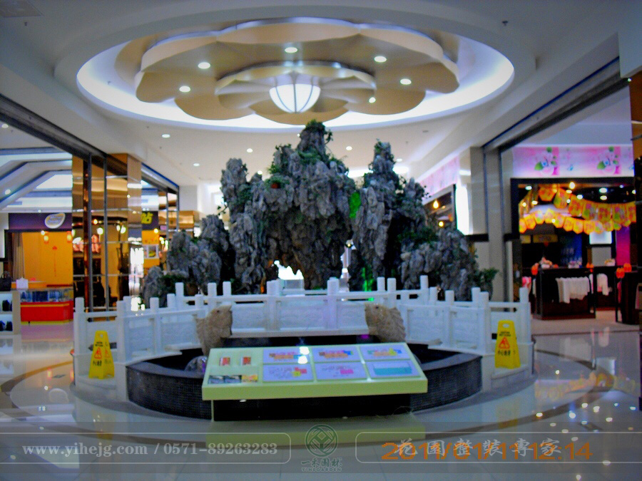 揚州力保廣場假山水景｜商場中庭景觀設計｜假山小品制